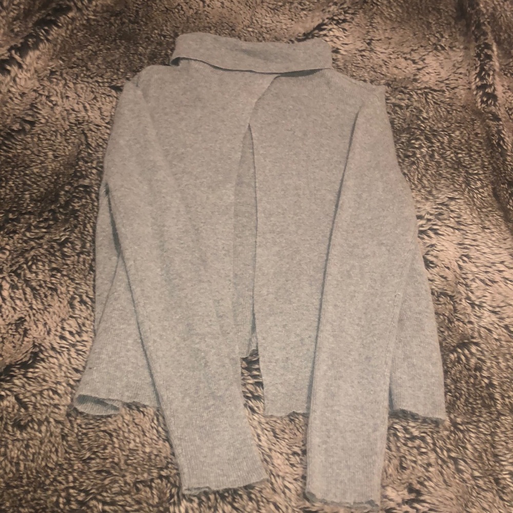 FREEWAY APPAREL Grey Split Back Turtleneck Sweater